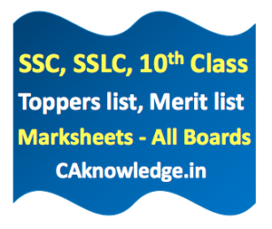 SSC, SSLC, 10th Toppers list, Merit list, Marksheets